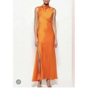 LaPointe Womens Size 2 Satin Drape Neck Sleeveless Dress Gown